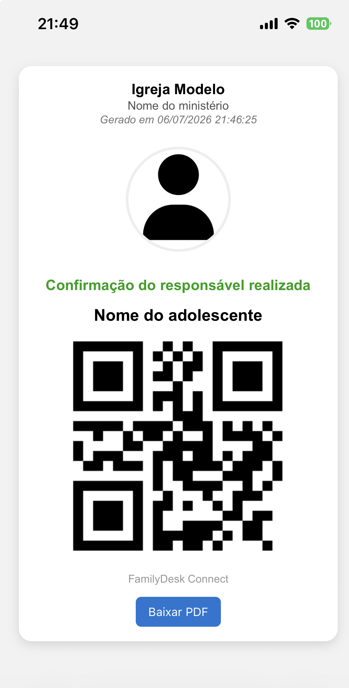 ID Carteirinha Virtual com QR Code
