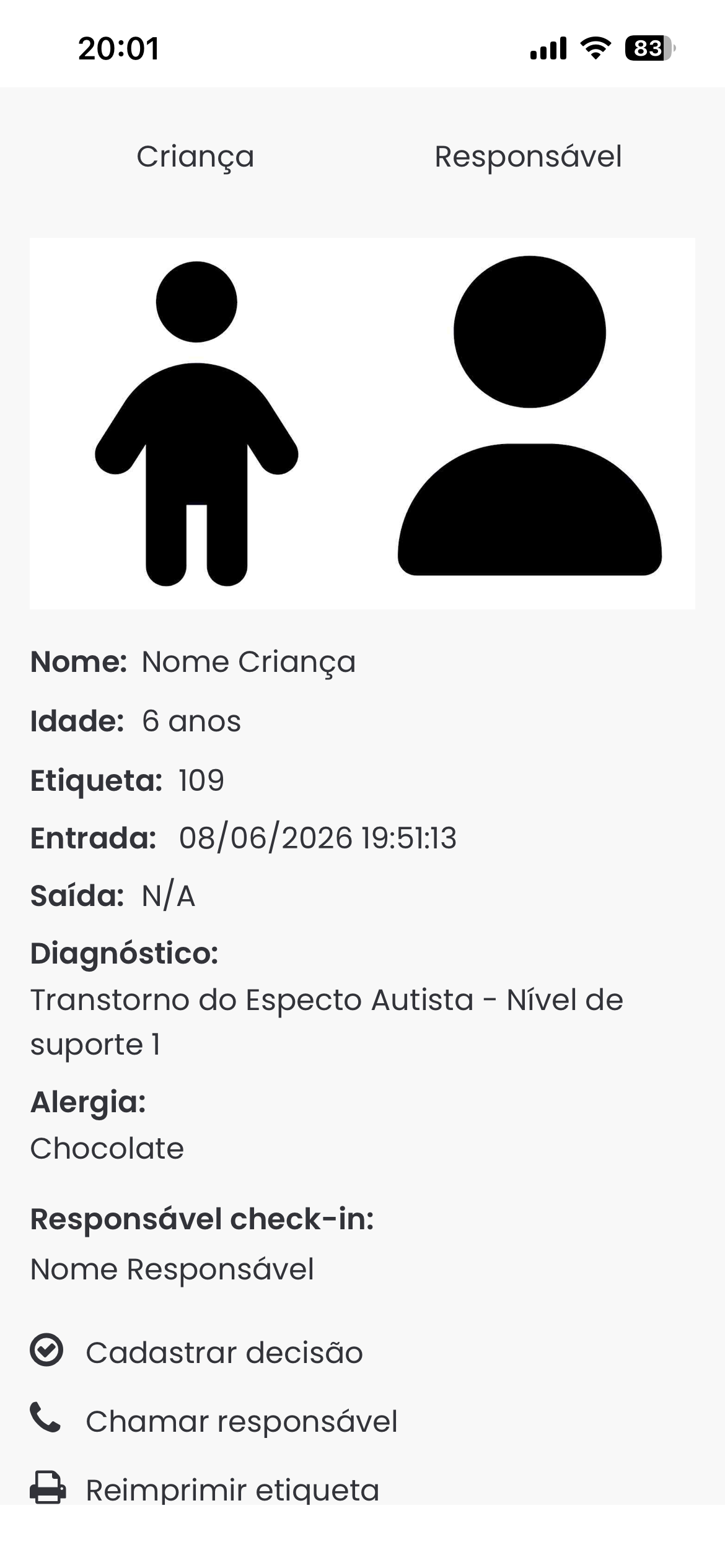 Consulta check-in pelo voluntário